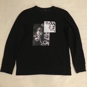 H&M Men's Size M Black Printed Graphic Crewneck Sweatshirt